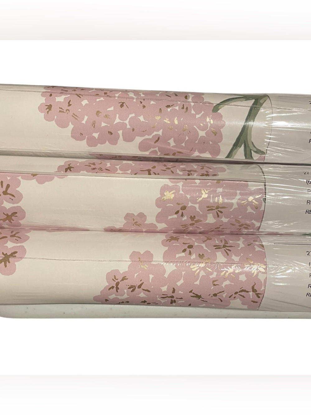 3 Rolls Rifle Paper Co Hydrangea Peel & Stick Wallpaper pink white - Picture 4 of 8